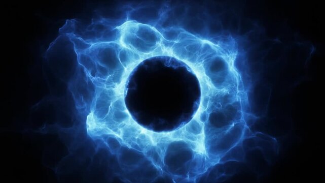 Glowing blue energy portal with expanding circular rings