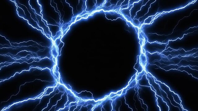 Electric lightning portal forming expanding circular rings