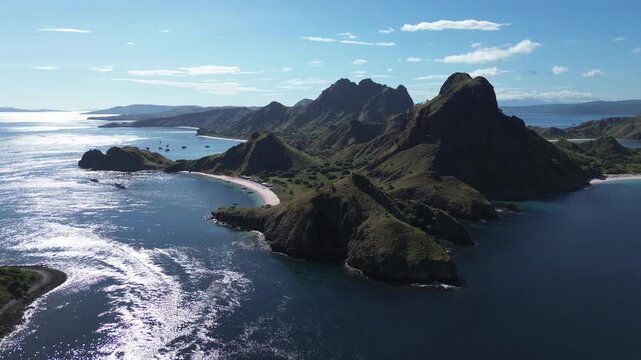 Aerial 4K Drone Footage Padar Island Komodo National Park Indonesia Volcanic Scenic