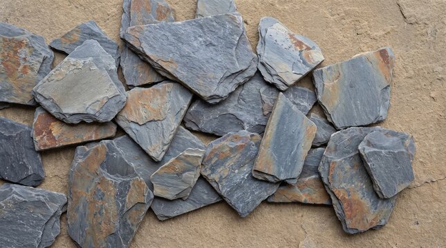 Rocks on ground, layered stones, natural setting