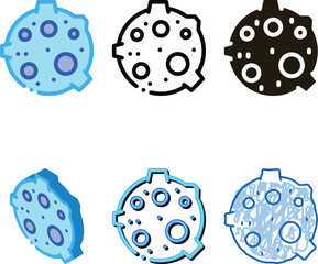 Moon designs With Craters Icon Vector. Outline Moon With Craters Sign. Isolated Contour Symbol © PikePicture