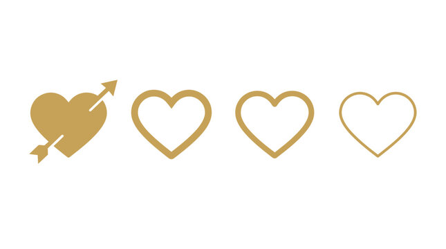 Heart vector collection. Love, favorites, like concept button icon for UI, UX, GUI.