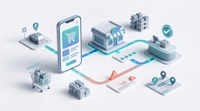 Buy Online Pickup in Store Holiday Shopping 3D Concept