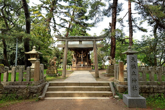 Amanohashidate Shrine, a place of worship dedicated to the dragon gods in Monju, Miyazu, Kyoto, Japan