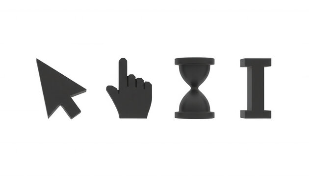 Computer Mouse Cursor Hand Pointer Hourglass and Letter I