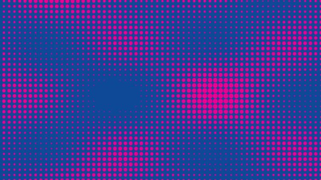 Abstract dynamic motion background featuring pink glowing dot grid patterns on blue canvas.