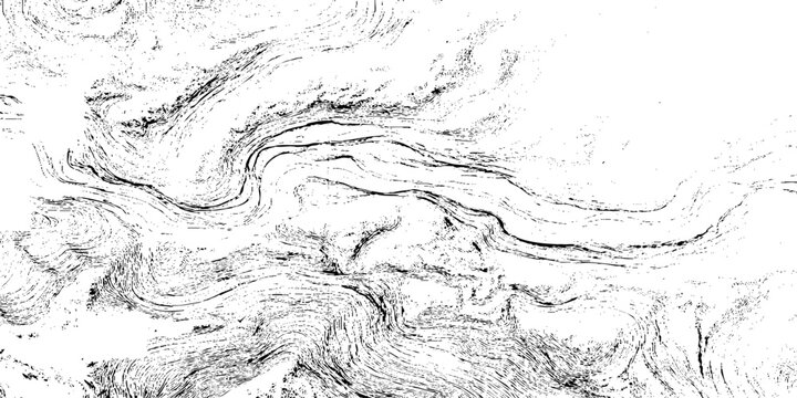 Abstract black and white marble engraving texture featuring vintage fluid swirls and distressed retro line shading patterns