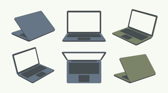 Collection of laptops in various positions.