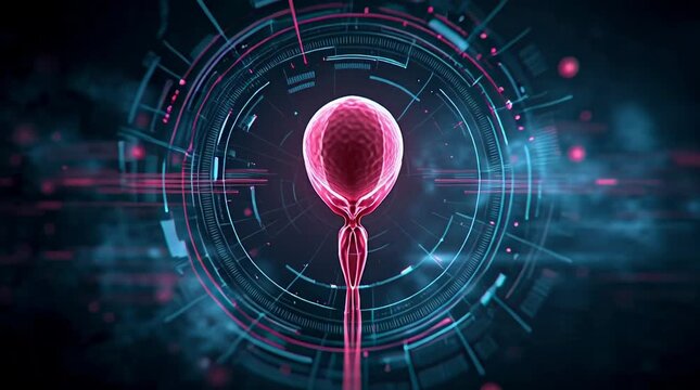 Futuristic Digital Human Bladder Anatomy with Advanced Medical Interface