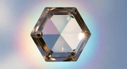 Naklejka premium Stunning smoky quartz crystal hexagon casts radiant light and modern shadow patterns, perfect for elegant designs or spiritual wellness concepts now