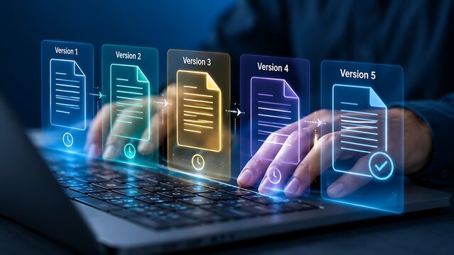 Software version management and digital document update system interface