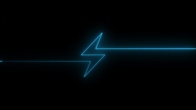 Neon Cyan battery charging icon animation. Neon lighting icon animation. 4K video