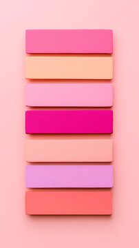 Colorful rectangular soap bars stacked vertically on pink background with soft pastel shades and smooth surfaces