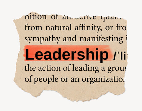 Leadership definition, ripped dictionary word, Ephemera torn paper