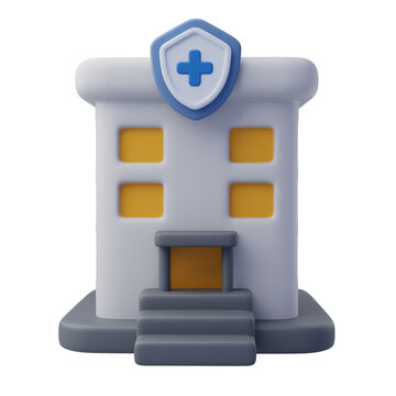 3D Hospital Building Healthcare Protection Concept