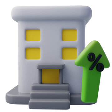 3D Real Estate Market Growth Interest Rate Concept