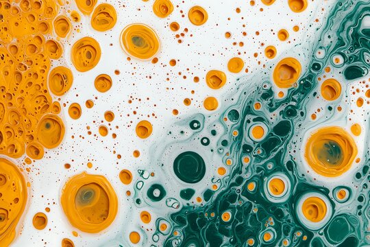 Abstract Fluid Art with Yellow and Green Colors Creating Dynamic Pattern and Texture