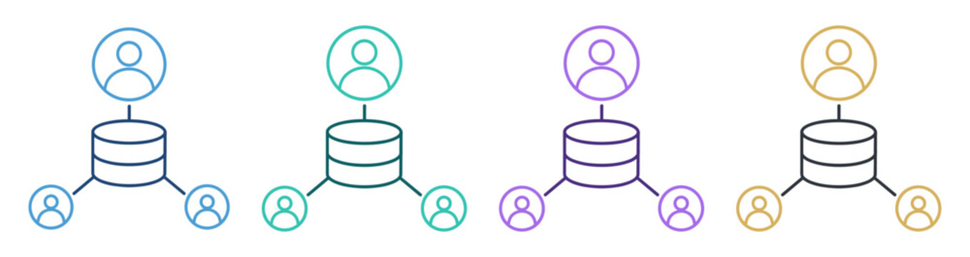 user database network connection outline icon set on transparent background
