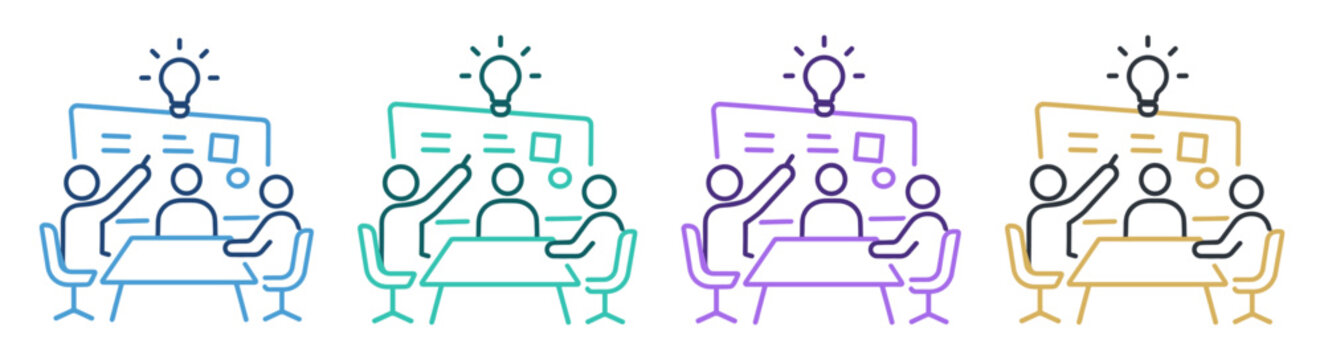 brainstorm meeting team discussion lightbulb icon set on transparent background