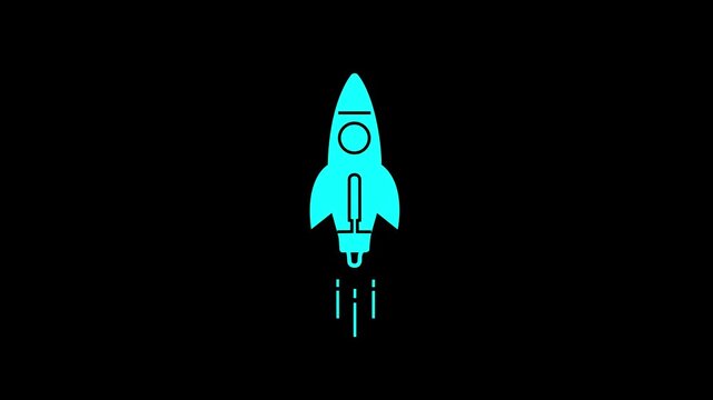 Space rocket vector illustration icon on white background. Motion graphic 4k animation video.