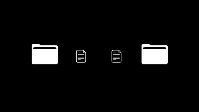 Two folders file transfer animation seamless loop. Suitable for business, data management, quick torrent of copying data from folder to folder on computer,4k animation video.