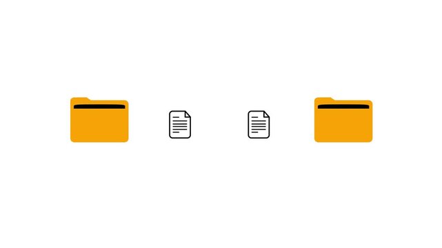 Two folders file transfer animation seamless loop. Suitable for business, data management, quick torrent of copying data from folder to folder on computer,4k animation video.