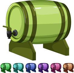 Fototapeta premium cellar barrel wine cartoon. cellar barrel wine sign colorful illustration