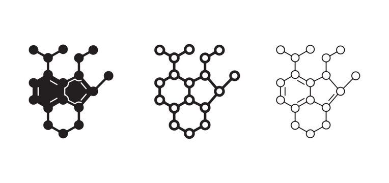 Molecular structures of chemical compounds in black and white on white background