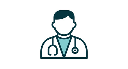 Fototapeta premium Male doctor icon avatar in flat line style with stethoscope medical professional vector