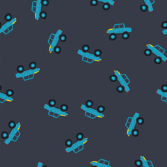 pattern typography monster truck cartoon. adventure seamless, sticker flame, vintage sport typography monster truck sign. seamless vector illustration © PikePicture