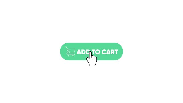 E-commerce add to cart button click animation pack, mouse cursor clicking shopping cart button compilation on green screen
