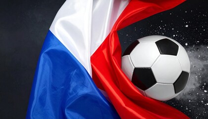 Fototapeta premium A glowing soccer ball beside Czech Republic flag, symbolizing national pride, passion, and energy for football culture and unity.