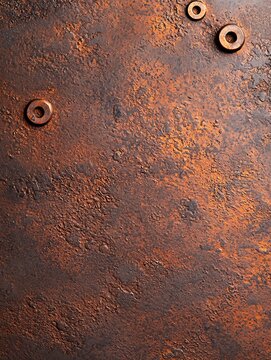 Rusty Metal Surface with Circular Metal Washers and Textured Patina for Industrial Design Background