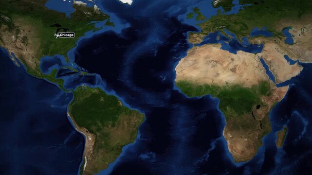 Animated Flight Route Map Showing Airplane Travel from Chicago to Cairo