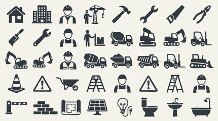 Construction and building industry vector icons set © IsoMatrix