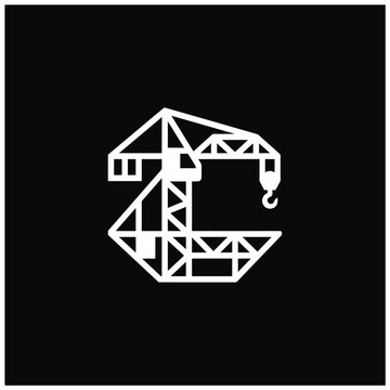 Letter C Construction Crane Logo Design