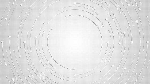 Abstract white and gray technology background with circular circuit lines vector