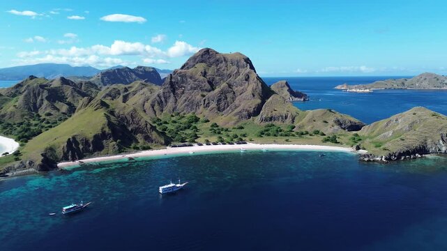 Aerial 4K Drone Footage Padar Island Komodo National Park Indonesia Volcanic Scenic
