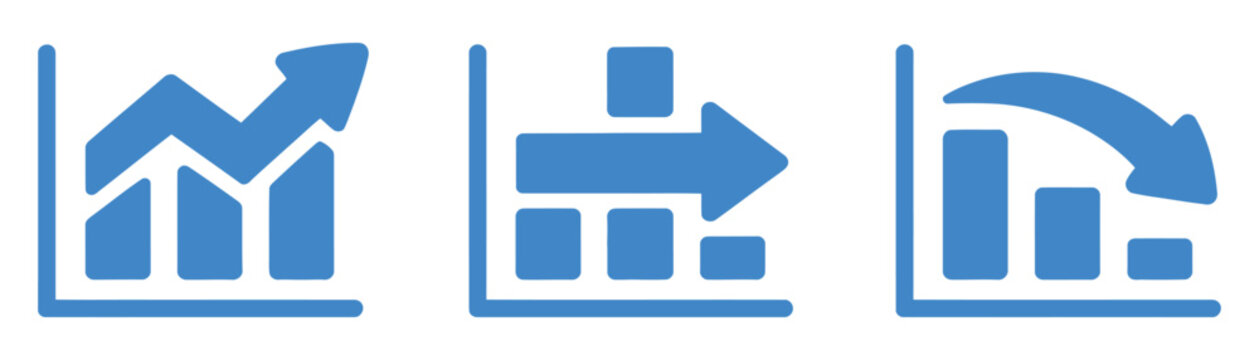 Business Growth and Decline Chart Icon Set with Analytics Graph Arrow Trend Vector Collection