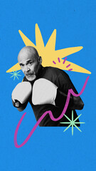 Obraz premium Senior man boxing iPhone wallpaper
