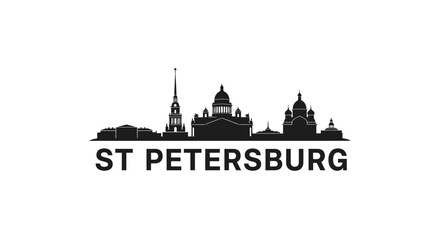 Obraz premium Silhouette Cityscape of St. Petersburg, Russia, Vector Illustration