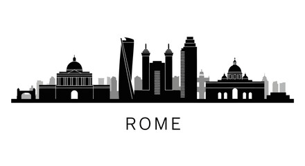 Obraz premium Rome City Skyline Silhouette, Italian Architecture, Vector Illustration