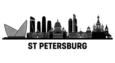 Obraz premium St Petersburg skyline silhouette - vector illustration