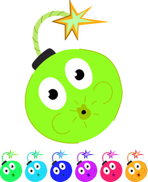 warhead bomb character cartoon. tnt c4, shrapnel incendiary, payload nuclear warhead bomb character sign vector