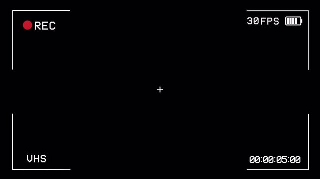 Camera Viewfinder Corner Overlay Animation, REC Recording Frame HUD, Minimal Camcorder Interface on Alpha Channel Transparent Background