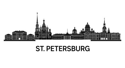 Fototapeta premium St. Petersburg Skyline Silhouette Vector Illustration