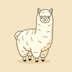 Obraz premium Cute Cartoon Llama Standing Alone.