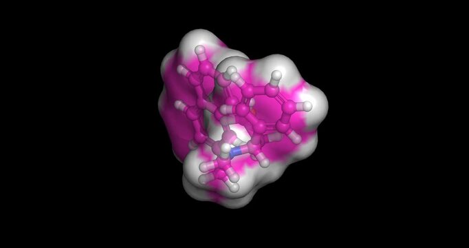 Dapoxetine, drug for premature ejaculation  treatment, 3D molecule spinning 4K