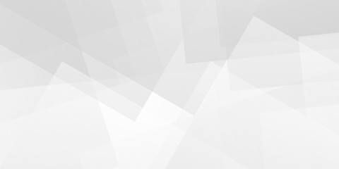 Obraz premium White and gray overlap triangle cube geometric technology. minimal rectangle white web material triangle overlay tech element layout creative transparent layers banner background.