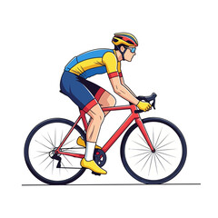 Fototapeta premium Cyclist in action on a red bicycle vector illustration for sports and design